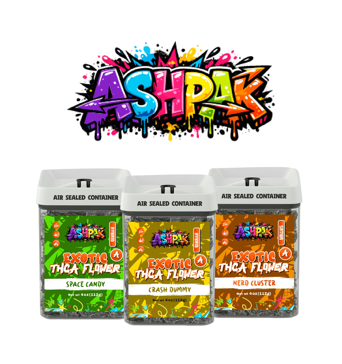 ASHPAK products on a neon road background